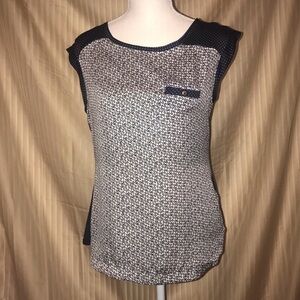 THE LIMITED SMALL BLUE CREAM SHORTSLEEVE BLOUSE